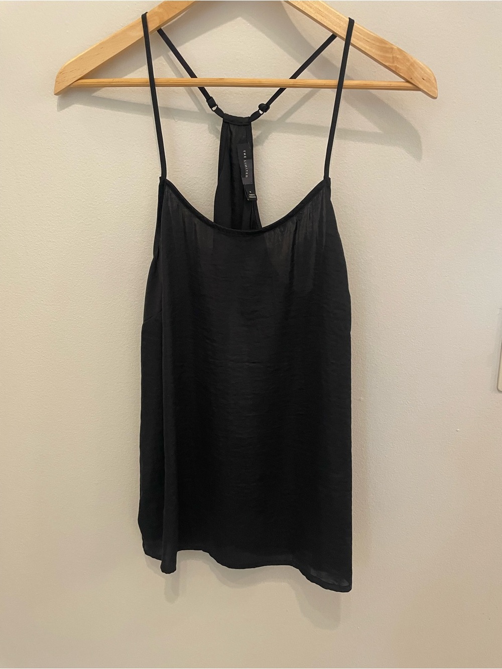 Black Satin Racerback Cami Tank Top